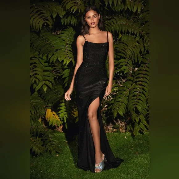 COPY - COPY - Black,red,blue,pink, stretch satin open back fitted gown Prom